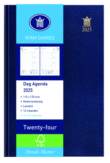 Agenda 2025 Ryam Twenty-four Mundior 1dag/1pagina blauw