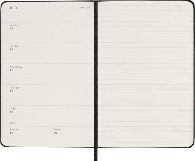 Agenda 2024/2025 Moleskine 18M Planner Weekly 7dagen/1pagina pocket hc black