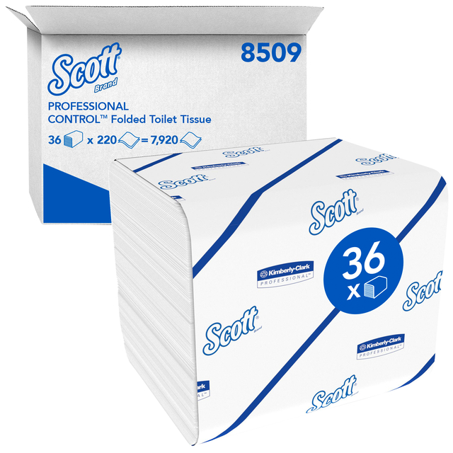 Toiletpapier Scott Control gevouwen 2-laags 36x220vel wit 8509