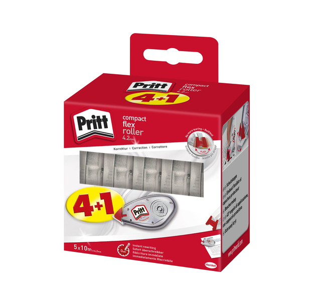 Correctieroller Pritt Compact Flex 4.2mmx10m valuepack à 4+1 gratis