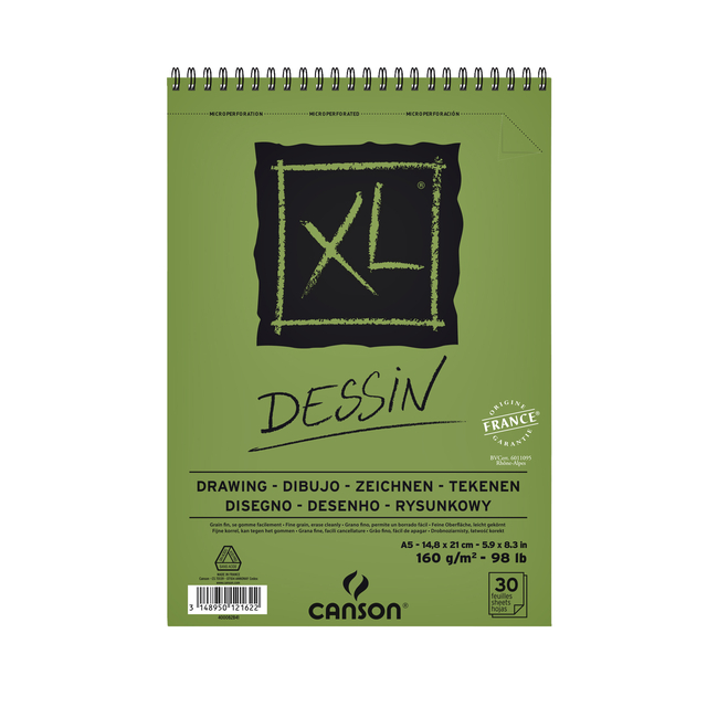 Tekenblok Canson XL dessin A5 30v 160gr spiraal