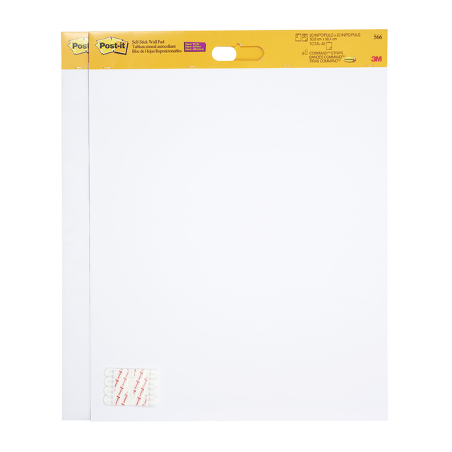 Meeting chart Post-it 566 Super Sticky 50.8x58.4cm wit incl Command bevestigingsstrip 2 stuks