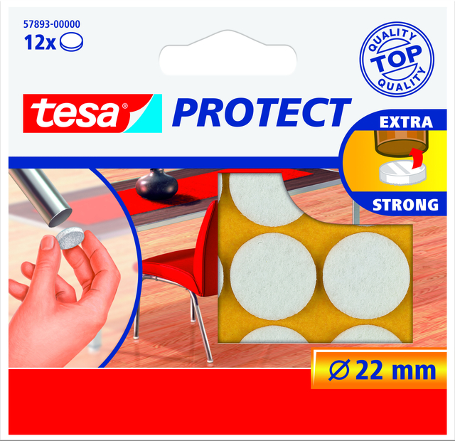 Beschermvilt tesa® Protect anti-kras  Ø22mm wit 12 stuks