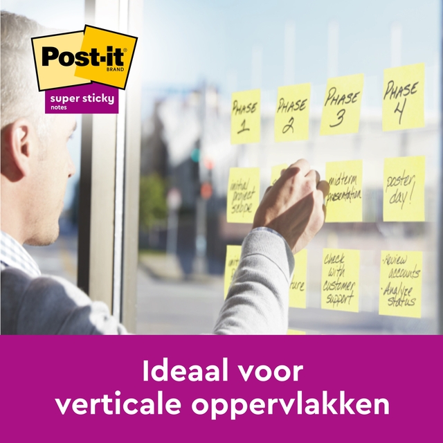 Memoblok Post-it 655 Super Sticky 76x127mm geel 14+2 gratis