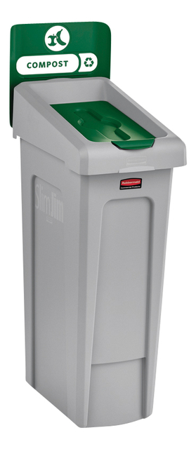 Deksel Rubbermaid Slim Jim Recyclestation gesloten groen