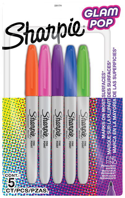 Viltstift Sharpie Glampop fijn assorti blister à 5 stuks