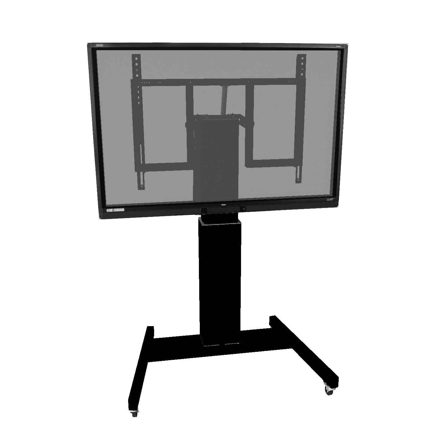 Elektrisch in hoogte verstelbare en kantelbare tv-trolley, verrijdbare monitorstandaard, 50 cm slag