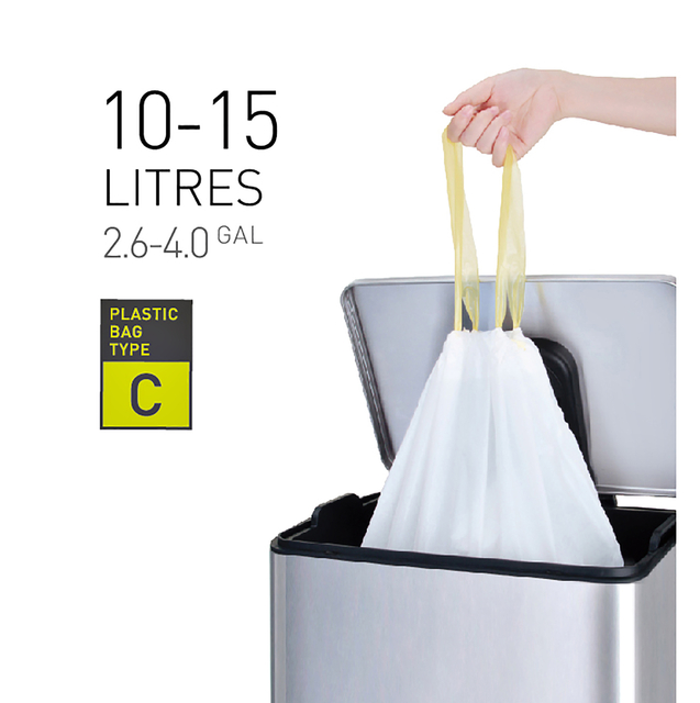 Afvalzak EKO MDPE type C met trekband 45x50cm 10-15L wit rol à 20 stuks