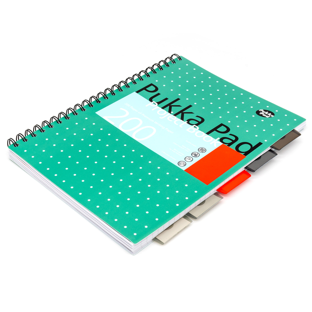 Projectboek Pukka Pad Metallic A4 lijn 5-tabs 200 pagina's 80gr groen