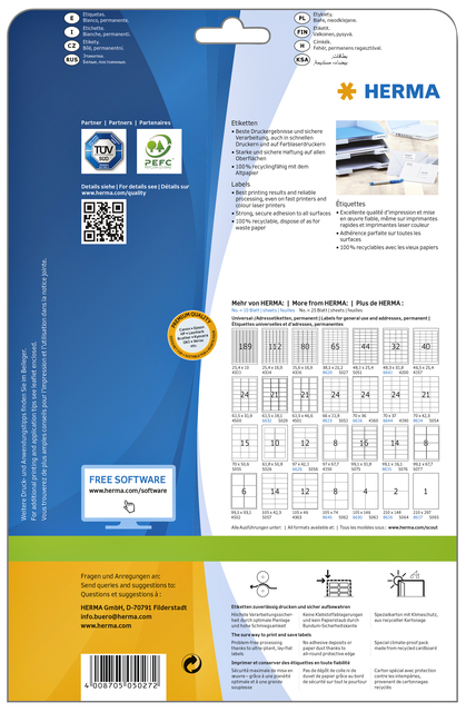 Etiket HERMA 5027 A4 38.1x21.2mm premium wit