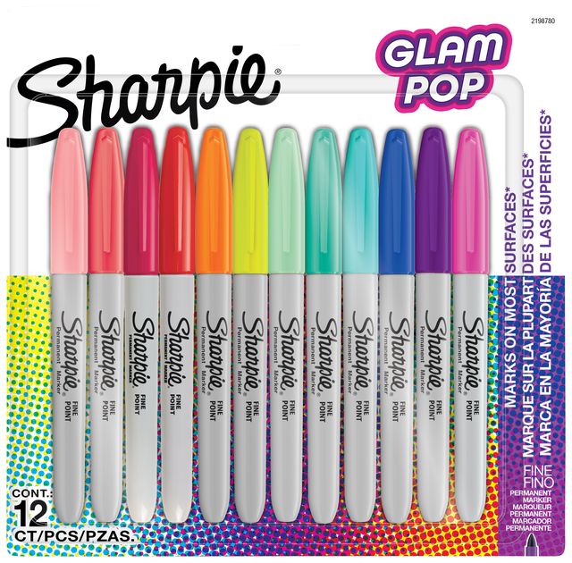 Viltstift Sharpie Glampop fijn assorti blister à 12 stuks