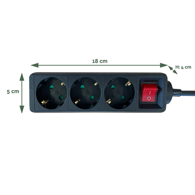 Stekkerdoos BRASQ  3 voudig 1.4 meter zwart