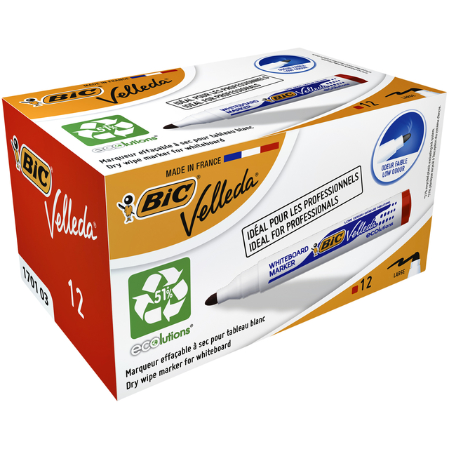 Viltstift Bic Velleda 1701 whiteboard rond large rood