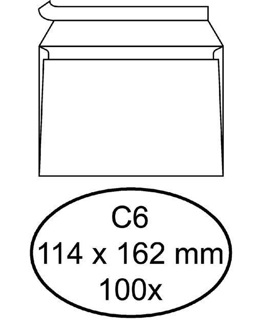 Envelop Quantore bank C6 114x162mm zelfklevend wit 100 stuks