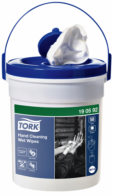 Reinigingsdoekjes Tork Hand Cleaning W14 parfumvrij 58 vel wit 190592