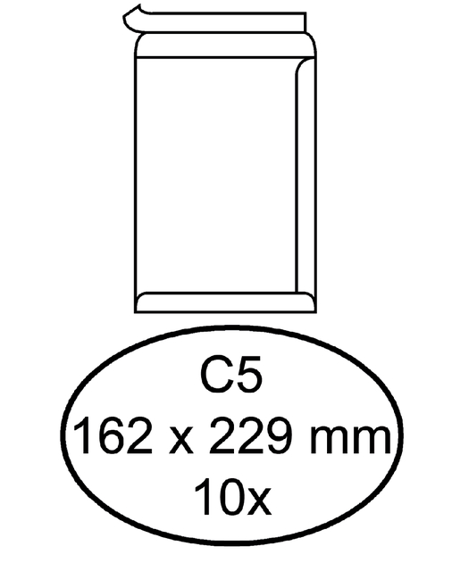 Envelop Quantore akte C5 162x229mm zelfklevend wit 10 stuks