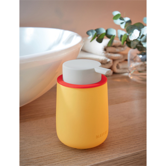 Handzeepdispenser Leitz Cosy voor handzeep 300ml geel