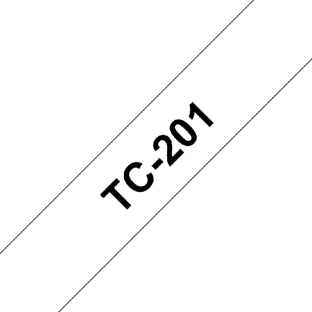 Labeltape Brother P-touch TC-201 standaard 12mm zwart op wit