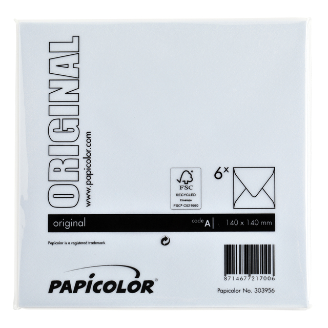 Envelop Papicolor 140x140mm babyblauw pak à 6 stuks