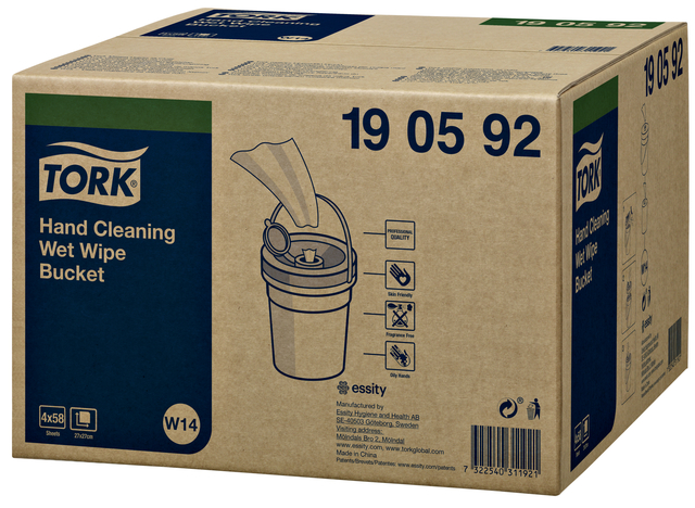 Reinigingsdoekjes Tork Hand Cleaning W14 parfumvrij 58 vel wit 190592