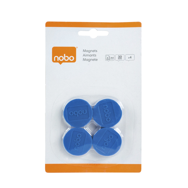 Magneet Nobo 30mm 700gr blauw 4 stuks