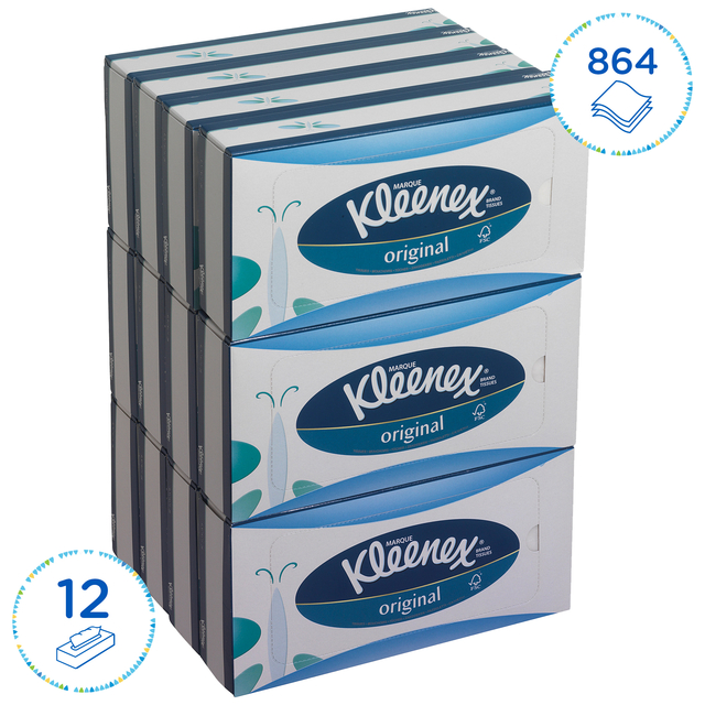 Facial tissues Kleenex 3-laags standaard 12x72stuks wit 8824