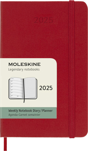 Agenda 2025 Moleskine 12M Planner Weekly 7dagen/1pagina pocket hc scarlet red