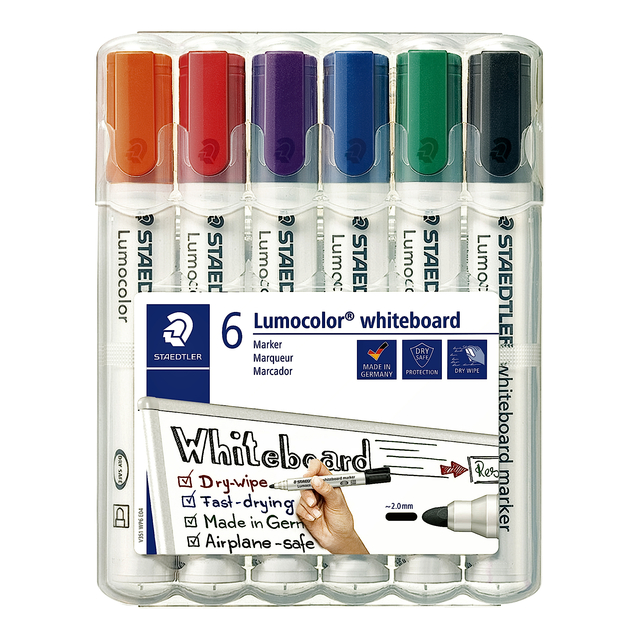 Viltstift Staedtler Lumocolor 351 whiteboard set à 6 stuks assorti