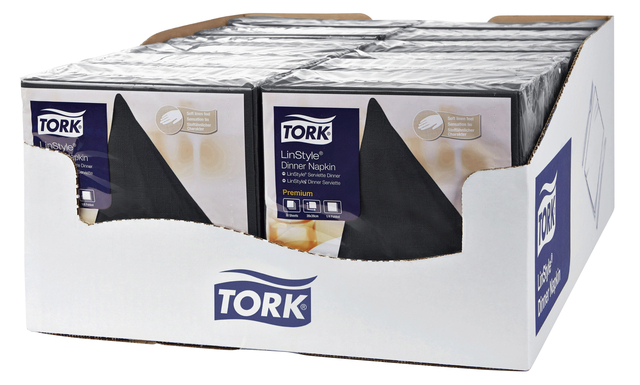 Dinnerservetten Tork LinStyle 1/4-vouw 1-laags 50 stuks zwart 478726