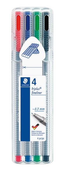 Fineliner Staedtler Triplus 334 assorti 0.3mm 4 stuks